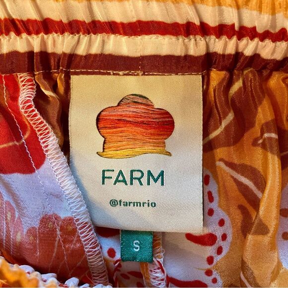 New FARM Rio Wonderful Scarf Pants Tassel Beaded Drawstring Tie Orange S or M - Picture 14 of 15